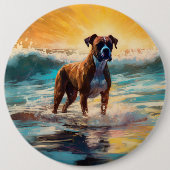 Badge Rond 15,2 Cm Boxer Beach Surfing Peinture (Devant)