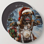 Badge Rond 15,2 Cm Boxer Chien équitation Moto Noël (Devant & derrière)