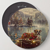 Badge Rond 15,2 Cm Boxer Christmas Festive Voyage (Devant & derrière)