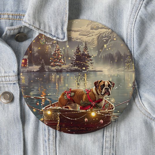 Badge Rond 15,2 Cm Boxer Christmas Festive Voyage (En situation)