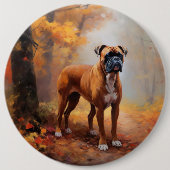 Badge Rond 15,2 Cm Boxer en automne Feuilles automne Inspire (Devant)