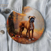 Badge Rond 15,2 Cm Boxer en automne Feuilles automne Inspire (En situation)