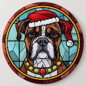 Badge Rond 15,2 Cm Boxer en verre tendu Noël (Devant)