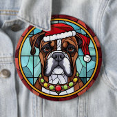 Badge Rond 15,2 Cm Boxer en verre tendu Noël (En situation)