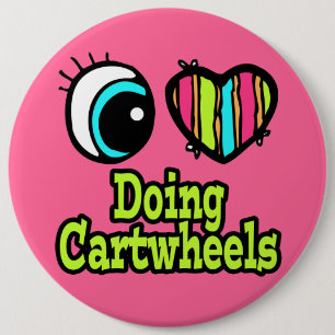 Badge Rond 15,2 Cm Bright Eye Heart J'adore Faire des Rouees
