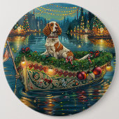 Badge Rond 15,2 Cm Brittany Spaniel Noël Festive Voyage (Devant)