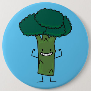 Badge Rond 15,2 Cm Brocoli fléchissant le légume heureux de vert de