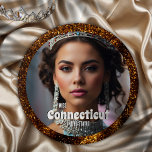 Badge Rond 15,2 Cm Bronze Glitz Pageant Bouton Pin Photo personnalisé<br><div class="desc">Montrez votre esprit d'imagination avec ces broches de boutons personnalisées. Téléchargez votre photo et entrez votre nom et votre texte pour créer le bouton de ventilateur ultime,  ou utilisez-le pour sécuriser votre sash pendant les concours et les apparitions promotionnelles.</div>