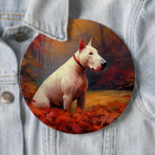 Badge Rond 15,2 Cm Bull Terrier à l'automne Leaves automne Inspire (En situation)