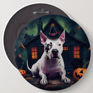 Badge Rond 15,2 Cm Bull Terrier Citrouille Halloween effroi