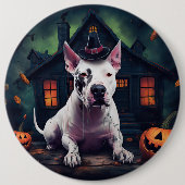 Badge Rond 15,2 Cm Bull Terrier Citrouille Halloween effroi (Devant)