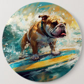 Badge Rond 15,2 Cm Bulldog Beach Surf Peinture (Devant)