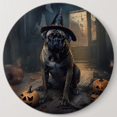 Badge Rond 15,2 Cm Bullmastiff Citrouilles Halloween effrayant (Devant)