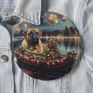 Badge Rond 15,2 Cm Bullmastiff Noël Festive Voyage