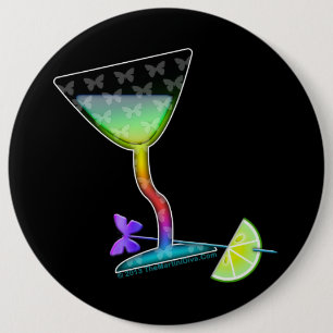 BADGE ROND 15,2 CM BUTTONS - BUTTERFLY MARTINI