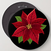 Badge Rond 15,2 Cm Cadeau de Noël Poinsettia (Devant & derrière)
