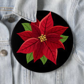Badge Rond 15,2 Cm Cadeau de Noël Poinsettia (En situation)