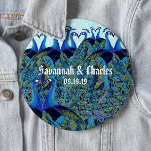 Badge Rond 15,2 Cm Cadeaux de mariage de paons vintage s'embrassant