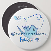 Badge Rond 15,2 Cm Cadeaux Twitter Avec Votre Nom D'Utilisateur Suive (Devant & derrière)