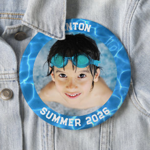 Badge Rond 15,2 Cm Cadre de piscine Aqua Blue pour photo de sport