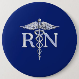 Badge Rond 15,2 Cm Caducée de RN d'infirmier autorisé sur le décor