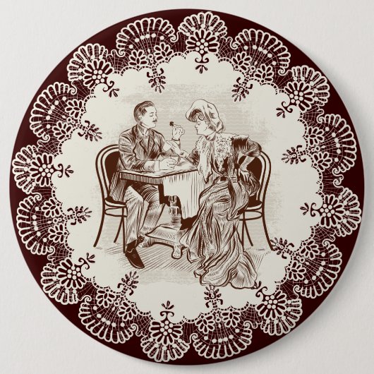 Badge Rond 15,2 Cm café et amour (Devant)