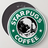 Badge Rond 15,2 Cm Café Starpugs (Devant & derrière)