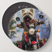 Badge Rond 15,2 Cm Cairn Terrier Chien équitation Moto Noël (Devant & derrière)