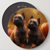 Badge Rond 15,2 Cm Cairn Terrier Chiot Automne Citrouille de plaisir (Devant & derrière)