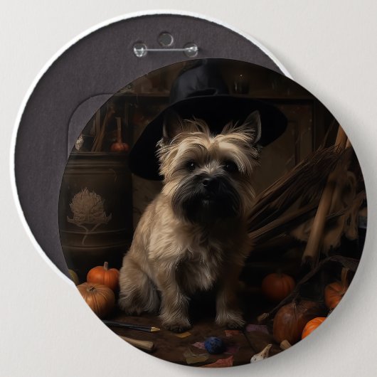 Badge Rond 15,2 Cm Cairn Terrier Citrouilles Halloween effroi (Devant & derrière)