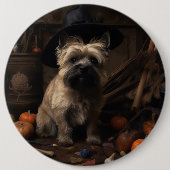 Badge Rond 15,2 Cm Cairn Terrier Citrouilles Halloween effroi (Devant)