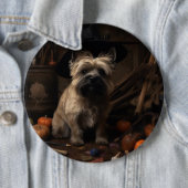 Badge Rond 15,2 Cm Cairn Terrier Citrouilles Halloween effroi (En situation)