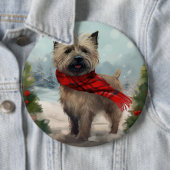 Badge Rond 15,2 Cm Cairn Terrier Dog dans Noël de neige (En situation)