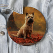 Badge Rond 15,2 Cm Cairn Terrier en automne Leaves automne Inspire (En situation)
