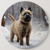 Badge Rond 15,2 Cm Cairn Terrier Qu'Il Neige Noël (Devant)