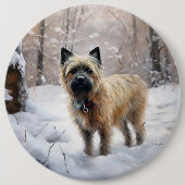 Badge Rond 15,2 Cm Cairn Terrier Qu'Il Neige Noël (Devant)