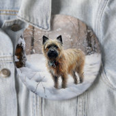 Badge Rond 15,2 Cm Cairn Terrier Qu'Il Neige Noël (En situation)