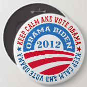 Badge Rond 15,2 Cm Calme Et Vote Obama 2 (Devant & derrière)