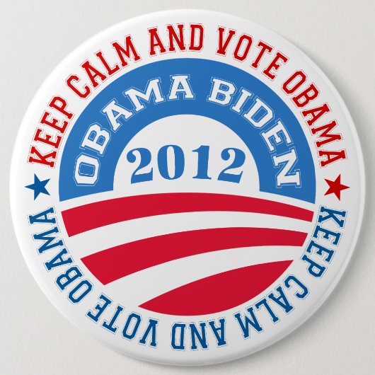 Badge Rond 15,2 Cm Calme Et Vote Obama 2 (Devant)