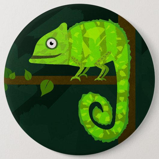 Badge Rond 15,2 Cm Caméléon mignon vert (Devant)
