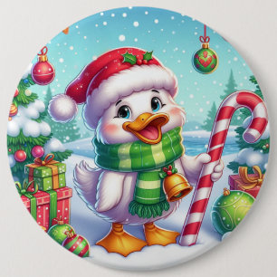 Badge Rond 15,2 Cm Canard de Noël coloré mignon