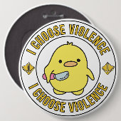 Badge Rond 15,2 Cm Canard jaune drôle avec couteau (Devant & derrière)