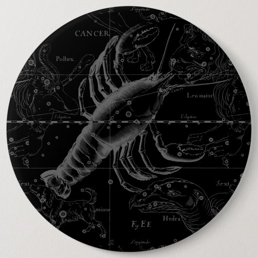 Badge Rond 15,2 Cm Cancer Constellation Hevelius 1690 Décor (Devant)