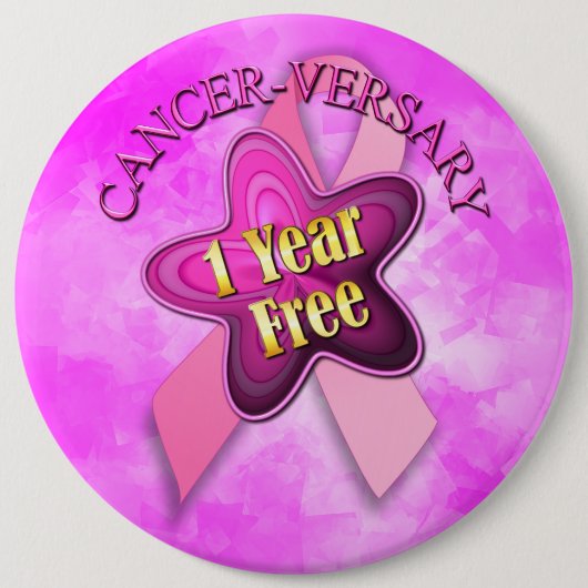 Badge Rond 15,2 Cm Cancer-versary heureux (Devant)