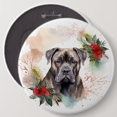 Badge Rond 15,2 Cm Cane Corso Christmas Wreath Festive Pup (Devant & derrière)