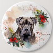 Badge Rond 15,2 Cm Cane Corso Christmas Wreath Festive Pup (Devant)