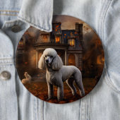 Badge Rond 15,2 Cm Caniche Halloween Épouvantable (En situation)