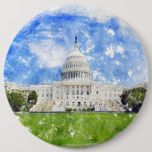 Badge Rond 15,2 Cm Capitol américain à Washington DC Pastel Draw (Devant)