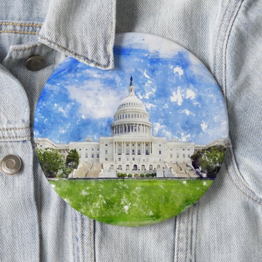 Badge Rond 15,2 Cm Capitol américain à Washington DC Pastel Draw (En situation)
