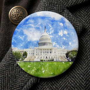 Badge Rond 15,2 Cm Capitol américain à Washington DC Pastel Draw